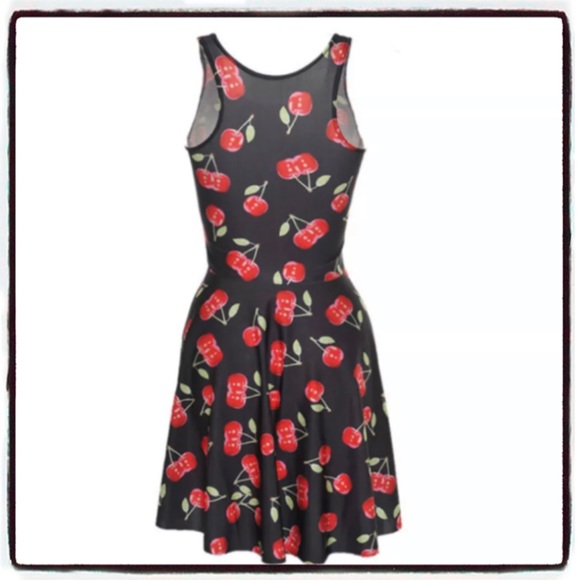 Rockabilly Cherries Skater Dress Holiday Punk Goth - Picture 2 of 4
